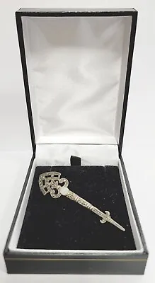 Estate Vintage Sterling Silver Victorian Style Quartz Marcasite Kilt Pin Brooch  • $49.99