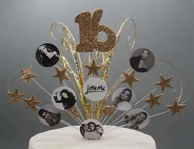 Glittered Little Mix Cake Topper Birthday Decoration Stars On Wires Any Age 001 • £14.99