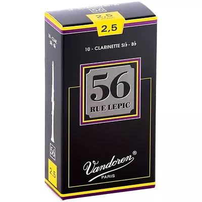 Vandoren 56 Rue Lepic Bb Clarinet Reeds Strength 2.5 Box Of 10 • $31.99