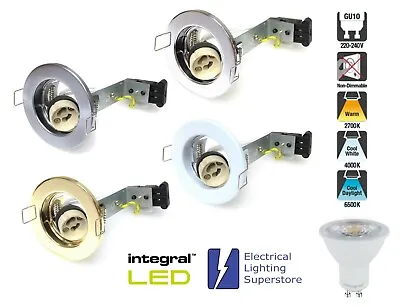 6 X GU10 Mains 4.9W LED Fixed Recessed Ceiling Downlight Spotlight Light 75W+ • £12