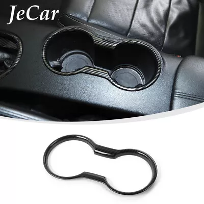 Carbon Fiber Water Cup Holder Frame Decor Cover Trim  For Ford Mustang 2015+  • $17.99