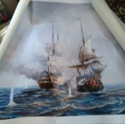 Naval Sea Battle HUGE GICLEE PRINT ON CANVAS By Artist  J HARVEY  • £116.43