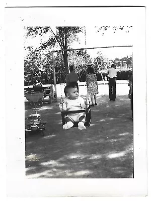 Vintage Photo Cute Baby Swing Park Playground Taylor Tot Stroller Buggy Pram '45 • $3.99