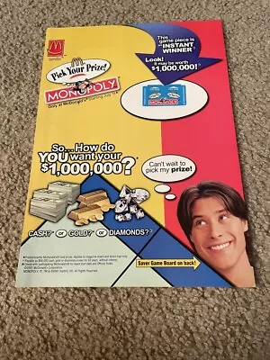 Vintage 2001 MCDONALD'S MONOPOLY GAME PROMO CONTEST PRINT AD UNUSED GAME PIECES • $7.99