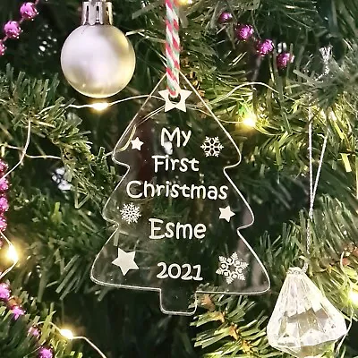 My 1st Christmas ~ Personalised Acrylic Christmas Tree Bauble Decoration • £4.99