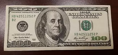 Series 2006 ~ US One Hundred Dollar Bill Note $100  ~ New York ~ HB 42511252 P • $130