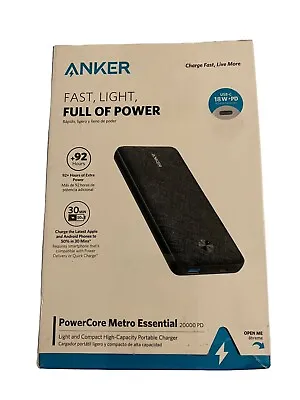 Anker PowerCore Essential 20000 PD 2000mAh 18W USB-C 2-Ports Power Bank (A1281) • $29.99