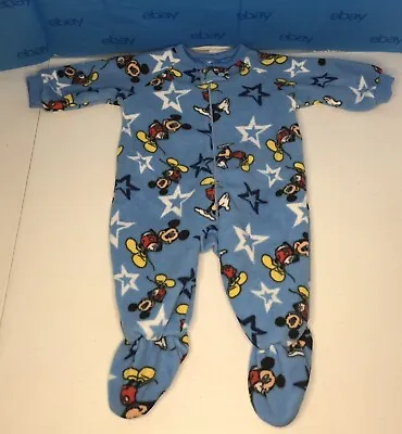 Disney Mickey Mouse Cozy Warm Blue Baby One Piece Pajama Suit 3/6 Months • $5.99