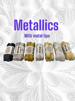 NEW Strings Shoelaces 3/4  Wide 45 Long With Metal Tips. High Quality. Fast Ship • $7.45