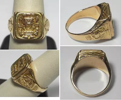 V364 Estate Solid 18K Yellow Gold Gents Mens Square Signet Ring Sz 9.50 • $975