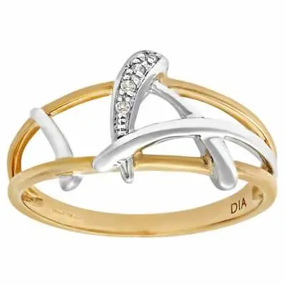 £103.96 • Buy Naava 9ct Yellow Gold Diamond Ring In Crossover Design