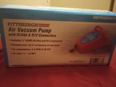 $13.50 • Buy CENTRAL PNEUMATIC AIR VACUUM PUMP WITH R134A & R12/22 CONNECTORS .. New Cond.