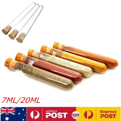 7ML/20ML Plastic Test Tube With Cork Stopper Clear Wedding Favor Gift Tube AU • $12.98