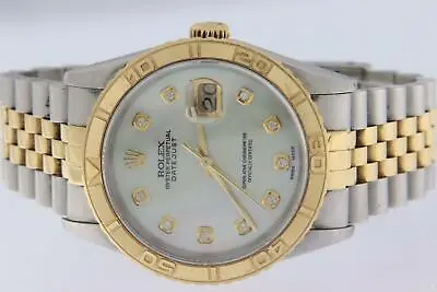 £7350 • Buy Rolex Turnograph Datejust Steel And Gold Mens Diamond Watch Ref 16263 With Box