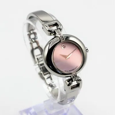 Movado Vivo Diamond MOP Pink Dial Silver Bangle Women's Swiss Watch #49 • $295