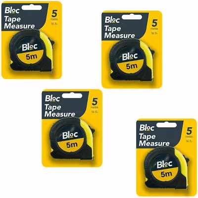 Tape Measure 5m X 4 Pack - Metric Imperial Measuring Powergriplock Metal Tool • £8.69