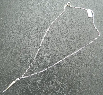 Silver Plated Chain Necklace With Horn Charm Pendant - Costume Jewellery • £4.99