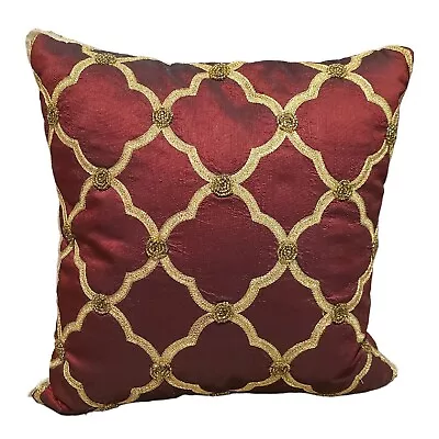 Pier 1 Decorative Throw Pillow Gold Maroon Red Moroccan Boho Dark  • $10.49