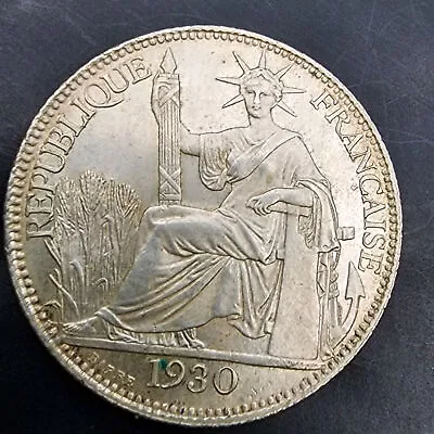 1930 Silver French Indo-China Vietnam 20 Cents KM17.1 BU Uncirculated Old Coin • $39.95