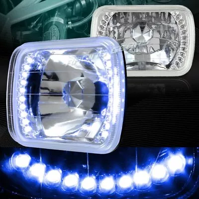 7 X6  H6014 H6052 H6054 Square Sealed Beam Chrome Housing Blue Led Headlights • $29.95