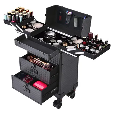 Professional Makeup Cosmetic Case Trolley Vanity Hairdressing Nail Storage Box • £89.95