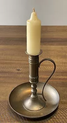 Vintage SOLID Brass Hand Held Candle Stick Holder 8.5” Tall • $18.64