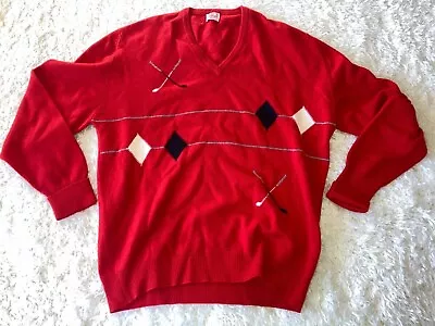 N.Peal 100% Cashmere Mens Golf Themed Sweater Made In Scotland Argyle • $67.99