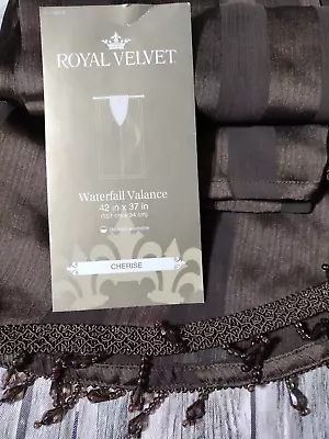 2 JCP Royal Velvet Fine Chocolate Cherise Waterfall Valance 42  X 37  • $19.99