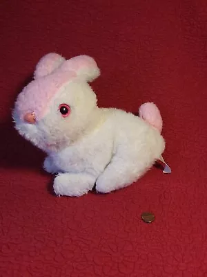 10  K B Bros Vtg Musical WHITE BUNNY RABBIT PINK EARS TAIL EYES Plush Stuffed • $24.95