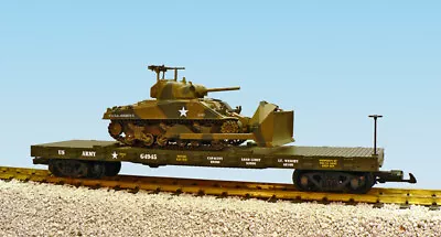 USA Trains R1773 G US Army Flatcar With Sherman Dozer #G4945 • $68.38