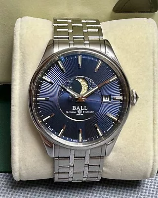 Ball Trainmaster Moon Phase NM3082D-SJ-BE Blue Free Shipping • $1099