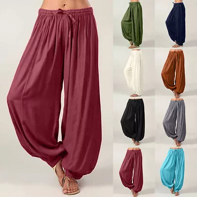 Plus Size Women Harem Pants Ali Baba Baggy Aladdin Leggings Boho Hippy Trousers • £13.89