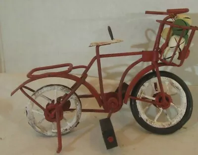 Vintage Miniature Red Metal Bike Bicyecle W/basket   Accessories  • $18