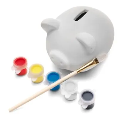 Paint Your Own Ceramic Piggy Bank Money Box Kids Crafts Gift Stocking Filler UK • £6.29