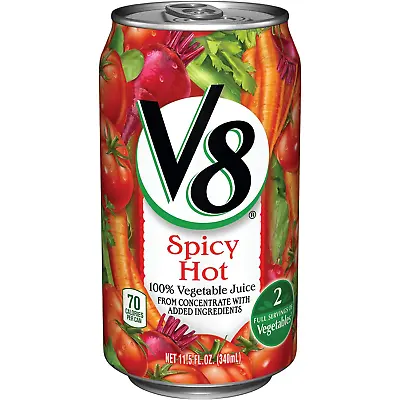 V8 Spicy Hot 100% Vegetable Juice 11.5 Fl Oz Can 4 Cases Of 6 Cans • $27.21