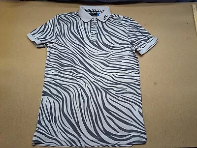 J. Lindeberg Tech Print Polo Shirt Mens Small Polo Zabra Stripes Tour Jersey • $39.95