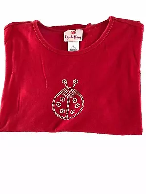 Women’s Quacker Factory 2X Short Sleeve Red T-Shirt Ladybug In Rhinestones • $3.75