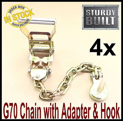 GRIPON 16PC Ratchet Chain Hook Tie Down G70 Flatbed Tow Auto Car Hauler Trailer • $54.96