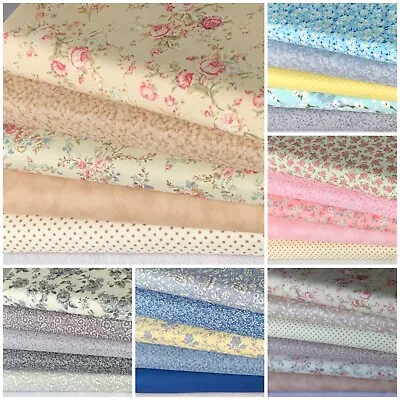 100% Cotton Craft Fabric Fat Quarter Bundle Quilting Patchwork Floral Flowers G • £10.10