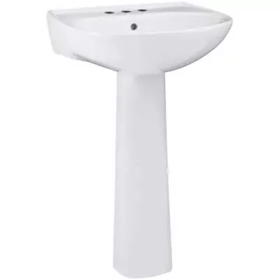 STERLING Pedestal Sink W/ Overflow Drain 34  X 21  Vitreous China 4 -Centerset • $179.01