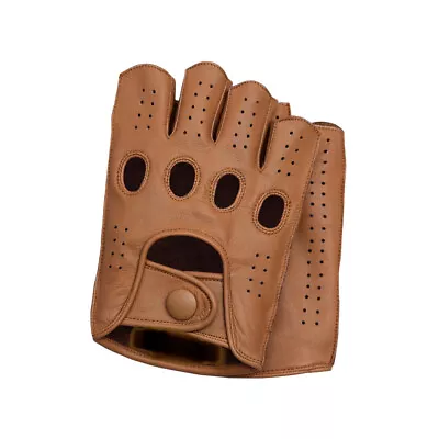 Driving Gloves Fingerless Car Motorcycle Leather Police Driver Glove Brown H-2 • $26.44