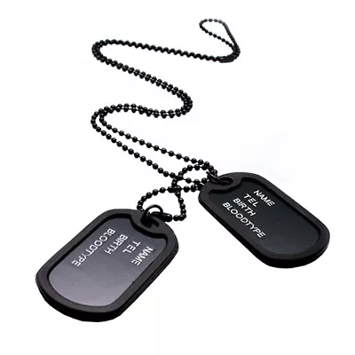 Military Army Style Black Dog Tags Pendant Sweater Chain Necklace Men's Jewelrym • $7.59