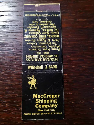 Vintage Matchcover: MacGregor Shipping New York NY   46 • $4.99