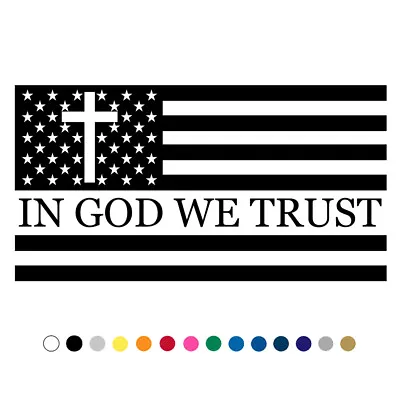 American Flag In God We Trust With Christian Cross Decal Bible Vinyl Sticker V1 • $21.83