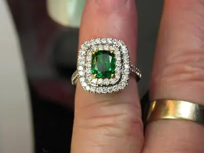 $3999.99 • Buy 2.30ct Stunning Top Green Tsavorite Garnet 1.20cttw Diamond 18kt 2tone/gold Ring