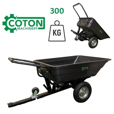 Coton Machinery 300KG Tipping Trailer ATV Quad Ride On Lawn Mower Tractor Garden • £249.99