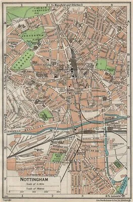 NOTTINGHAM. Vintage Town City Map Plan. Nottinghamshire 1957 Old Vintage • £23