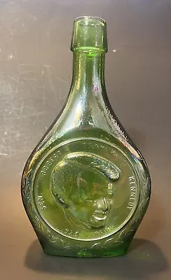 Wheaton Green Carnival Iridescent Glass Collectors Bottle Feat.  Bobby Kennedy • $20