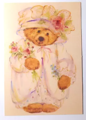 VTG Greeting Card MARY HAMILTON - MARY'S BEARS In Bonnet & Roses Hallmark UNUSED • $4.99