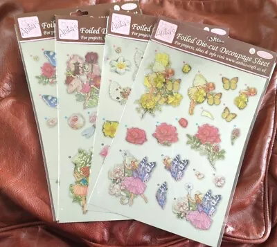 Anita's Foiled Die-cut Découpage Sheets   FAIRIES 4 Different Sheets Nos 1234 • £5.95